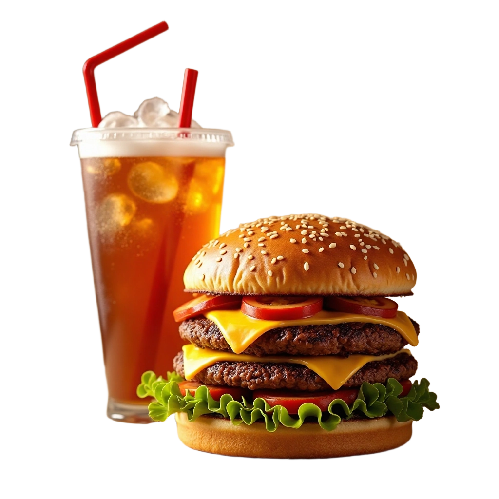 Double Cheeseburger and Iced Tea